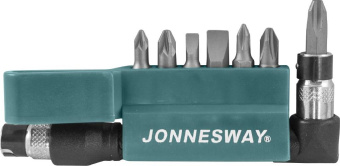 Компллект Jonnesway вставок-бит 1/4"DR, SL4,7, PH1,2,3, PZ1,2, c Г-образным приводом, 8 предметов