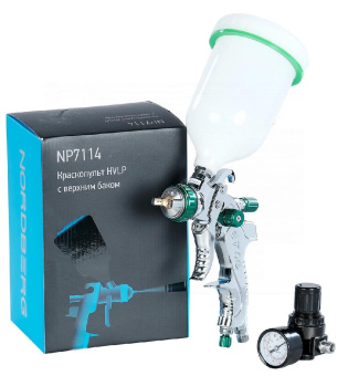 Краскопульт NORDBERG NP7114 HVLP 1,4 мм, с верхним бачком 0,6L