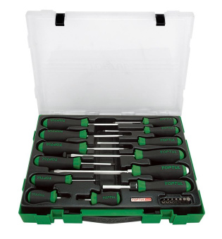 Набор TOPTUL PZ, отверток и бит (PH, SL, Hex, SQ), 20 предметов в кейсе