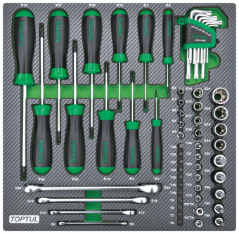 Набор TOPTUL инструментов TORX, 61 пр. в мягком ложементе