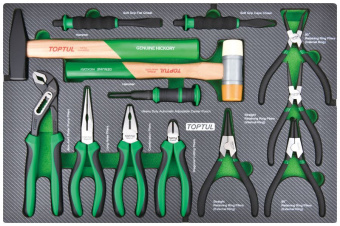 Набор TOPTUL инструментов, молотки, выколотки и губцевый, 13 пр. в мягком ложементе