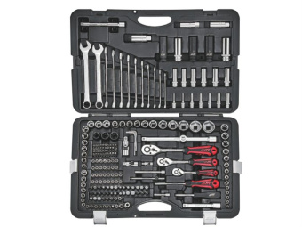 Набор JTC инструментов 216 предметов слесарно-монтажный 1/4",1/2" 6-ти гран. в кейсе