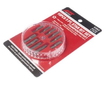 Набор бит 1/4" TORX ТS08-TS50 в боксе 10 предметов JTC