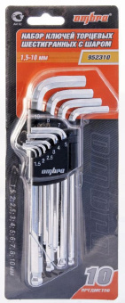 Набор Ombra ключей торцевых шестигранных с шаром H1.5-H10, 10 предметов