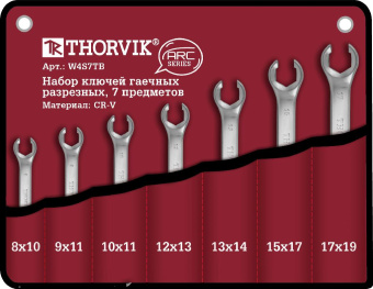 Набор Thorvik ключей гаечных разрезных серии ARC в сумке, 8-19 мм, 7 предметов