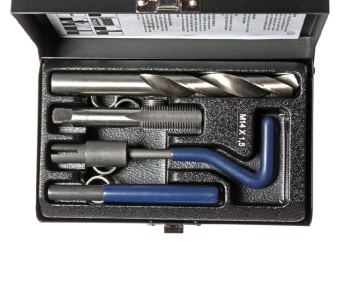 Набор инструментов для восстановления резьбы (вставки М14х1.5, L=21мм, 5шт.) 9 предметов JTC