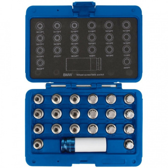 Набор KING TONY насадок для монтажа/демонтажа секреток колес BMW, 21 предмет