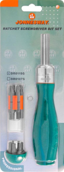 Рукоятка Jonnesway отверточная трещоточная в наборе с битами, 19 предметов