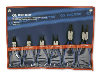 Набор King Tony внутренних и внешних съемников стопорных колец, 6 предметов