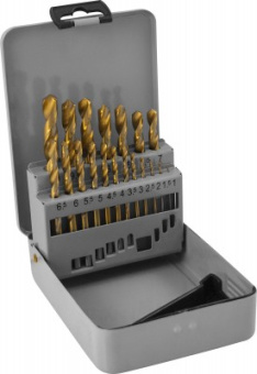 Набор Thorvik спиральных сверл по металлу HSS TiN в металлическом кейсе, d1.0-10.0 мм, 19 предметов
