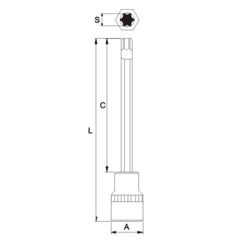 Бита-головка 1/2" TORX T40х200мм длинная JTC