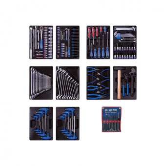 Набор инструментов для тележки, 10 ложементов, 173 предмета KING TONY