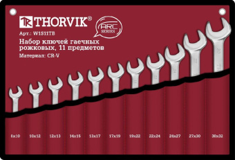 Набор Thorvik ключей гаечных рожковых серии ARC в сумке, 11902 мм, 11 предметов