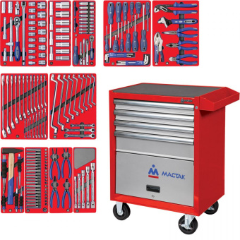 Набор МАСТАК инструментов "МАСТЕР" в красной тележке, 205 предметов