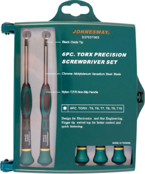 Набор Jonnesway отверток для точной механики TORX®, 65 мм, 6 предметов