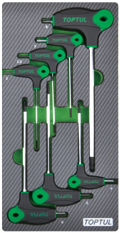 Набор TOPTUL  шестигранных отверток с L-образной ручкой 2-8 мм, 7 пр, в мягком ложементе