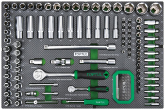 Набор TOPTUL головок и аксессуаров 1/4" и 1/2" 6-гр.,133 пр. в мягком ложементе