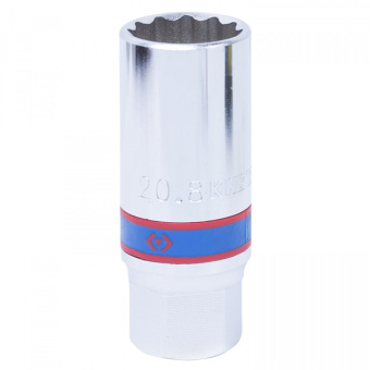 Головка свечная двенадцатигранная 1/2", 21 мм, L = 70 мм, резиновый фиксатор KING TONY 463021R