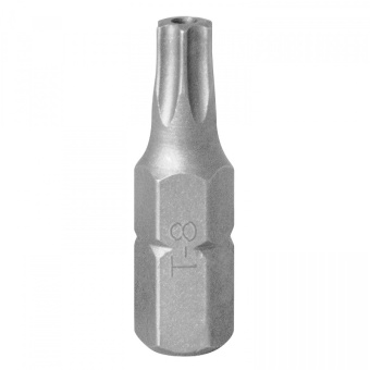 Вставка KING TONY (бита) торцевая 1/4", TORX, T8, L = 25 с отверстием