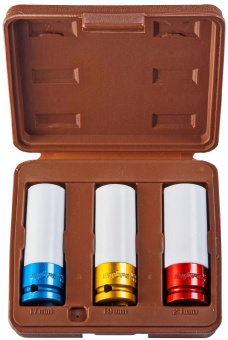 Набор Ombra головок торцевых для ударного инструмента 1/2"DR, 17,19,21 мм, 3 предмета (пластик,цвет)