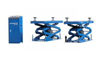 Подъемник ножничный Nordberg 3,5 т, с встроенными адаптерами для SUV авто, 220 В, синий