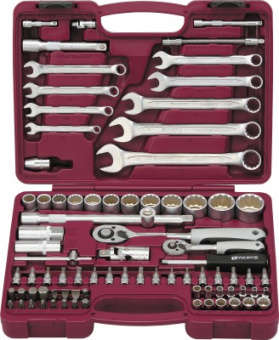 Набор инструмента универсальный 1/4", 1/2"DR с головками торцевыми 12-гранными, 82 предме