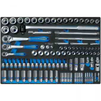 Набор торцевых головок 1/4"&3/8"&1/2" с принадлежностями, ложемент, 103 предмета KING TONY 9-9503MRV