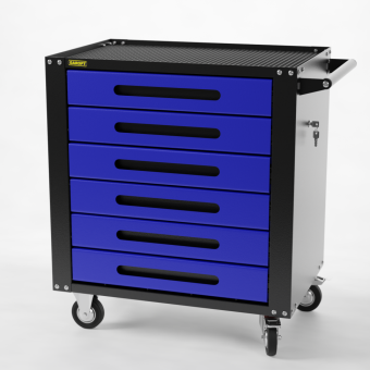 Тележка Garopt GTS6.blue инструментальна. Серия "Standart", 6 ящиков, центральный замок,