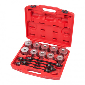 Набор оправок для монтажа и демонтажа сайлентблоков, 34-82 мм, кейс, 24 предмета МАСТАК 110-20024C. 