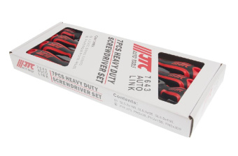 Набор отверток усиленных SL5.5x100 SL6.5x38 SL6.5x150 PH1x75 PH2x38,150 PH3x200 7 предметов JTC