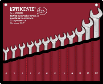 Набор Thorvik ключей гаечных комбинированных серии ARC в сумке, 6-22 мм, 12 предметов