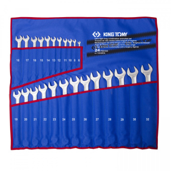 Набор KING TONY комбинированных удлиненных ключей, 6-32 мм, чехол из теторона, 24 предмета