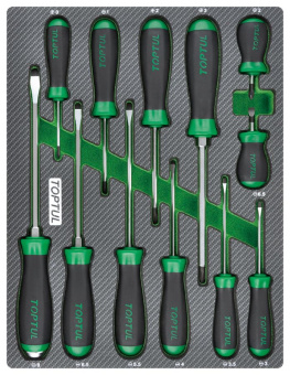 Набор TOPTUL отверток крест и шлиц, 12 пр., в мягком ложементе