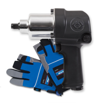 Гайковерт KING TONY пневматический ударный 1/2", 881 Нм, в комплекте перчатки антивибрационные