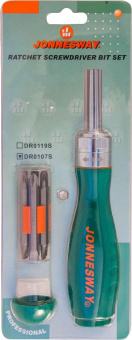 Рукоятка Jonnesway отверточная трещоточная в наборе с битами, 7 предметов