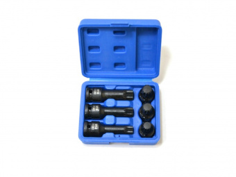 Набор торцевых насадок 1/2" для болта задней ступицы VAG, SPLINE, M14-M18, 6 предметов МАСТАК 100-42