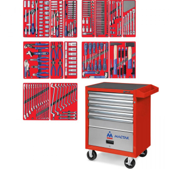 Набор МАСТАК инструментов "ЛИДЕР" в красной тележке, 270 предметов