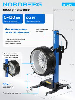Лифт для колес Nordberg NTL30 с пневмоприводом