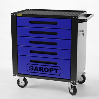 Тележка Garopt GTS5.blue инструментальная. Серия "Standart", 5 ящиков, центральный замок, уве