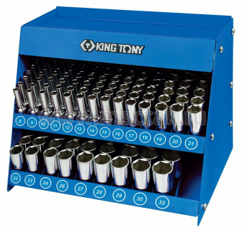 Стенд KING TONY с глубокими торцевыми головками 1/2", 8-32 мм, серия 4235M, 165 предметов