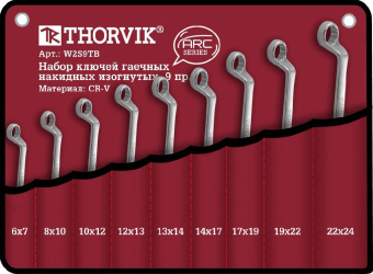 Набор Thorvik ключей гаечных накидных изогнутых серии ARC в сумке, 45444 мм, 9 предметов