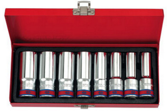 Набор KING TONY глубоких торцевых головок 1/2", двенадцатигранные, 1/2"-15/16", 8 предметов