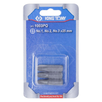 Набор KING TONY вставок (бит) 1/4", крестовые, №1, №2, №3, 3 предмета