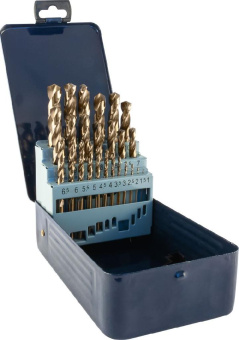 Набор спиральных сверл по металлу HSS Co в металлическом кейсе, d1.0-10.0 мм, 19 предметов TDBS19K5