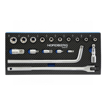 Набор головок (Е) 1/2" NORDBERG 18 предметов в ложементе