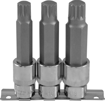 Набор Ombra насадок торцевых 1/2"DR с вставками-битами SPLINE на держателе, M14-M18, 100 мм, 3 предм