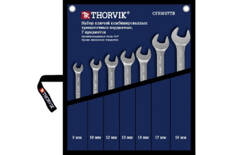 Набор ключей Thorvik гаечных комбинированных трещоточных карданных в сумке, 8-19 мм, 7 предметов