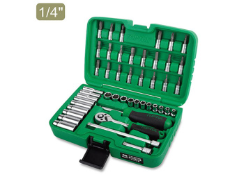 Набор TOPTUL 6-гранных головок и аксессуаров 1/4" , 46 предметов .