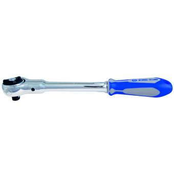 Трещотка KING TONY 3/8", 230 мм, 72 зубца, дисковый механизм, поворотная голова с кнопкой