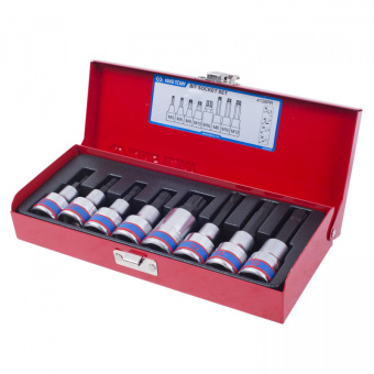 Набор KING TONY торцевых насадок 1/2", SPLINE, M5-M16, L = 80 мм, 8 предметов